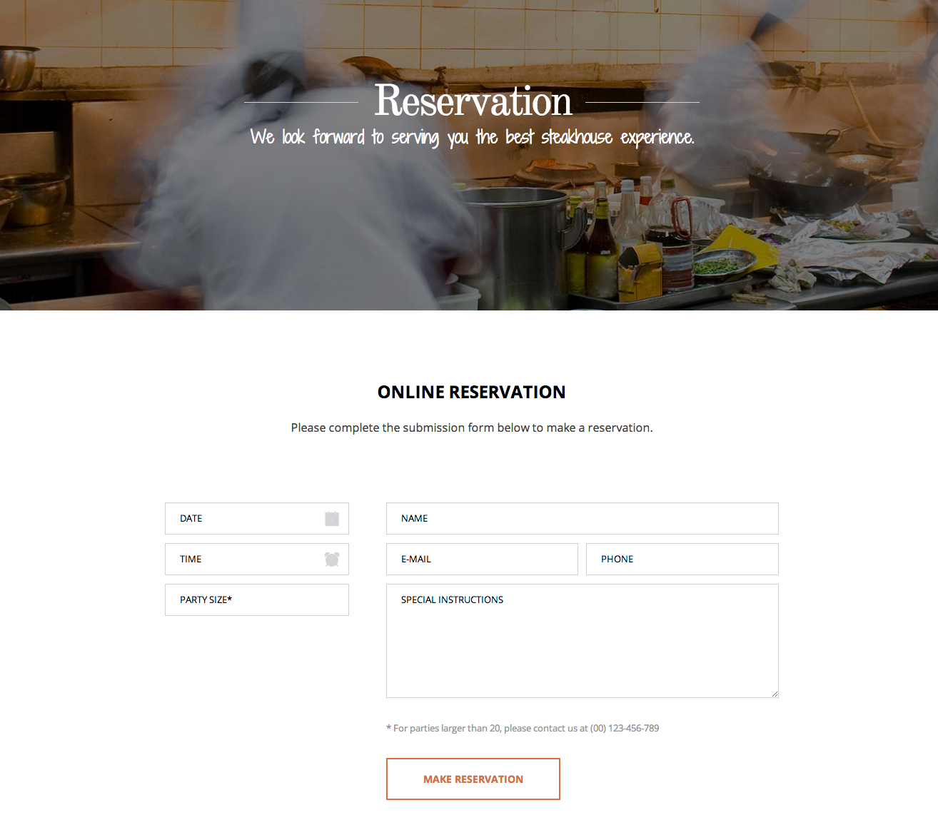 Reservation subpage